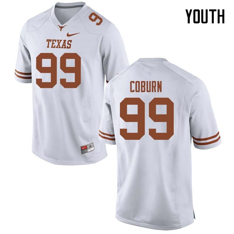 Youth #99 Keondre Coburn Texas Longhorns College Football Jerseys Sale-White